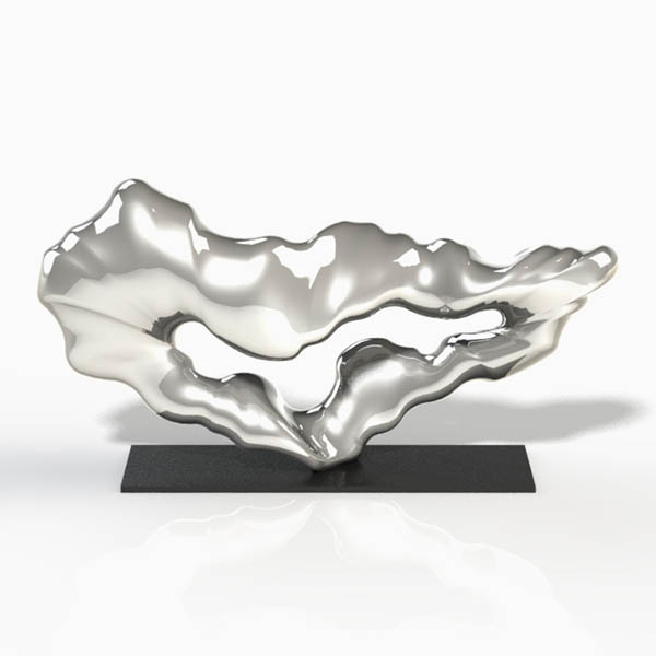 Abstract sculpture made from stainless steel by Alvin Mak.