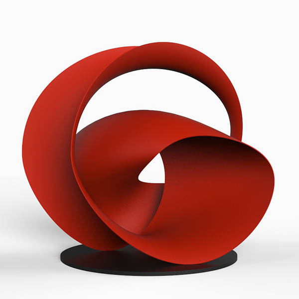 Red artwork in a contemporary design by Alvin Mak.